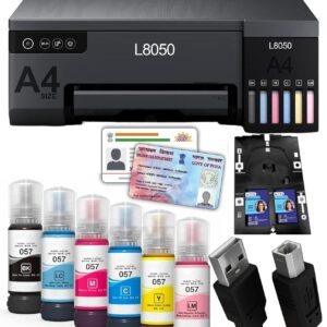 MY PRINT L8050 | A4 Size 6 Color Wireless Colour Home Inkjet Printers | (Including 6 ColorInk) | PVC Card Print | Multicolor [WiFi] [Photo Printer] [PVC Card Printer] [with USB Cable]