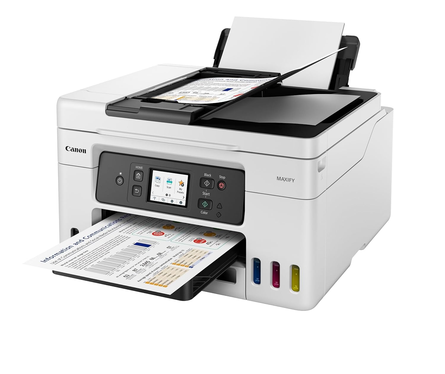 Canon MAXIFY GX4070 All in One WiFi Inktank Printer with FAX (Upto 6000 Mono Prints and 14000 Colour Prints) for Office, White