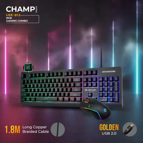 Lapcare Champ LGC-012 RGB Gaming Keyboard Mouse Combo