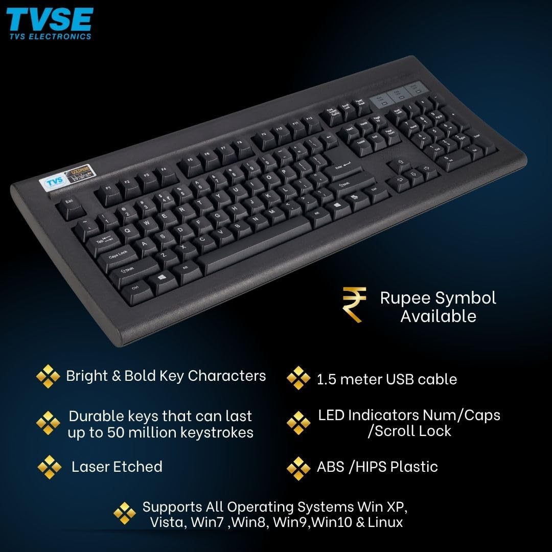 TVS Electronics Gold Prime Mechanical Wired USB Keyboard