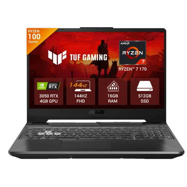 ASUS TUF Gaming A15, Gaming Laptop, AMD Ryzen 7 170 Processor (16GB/1TB/RTX 3050/39.62 cm (15.6) FHD/Windows 11 Home/Office Home 2024 + M365 Basic (1 Year Validity)*) FA506NCQ-HN009WS